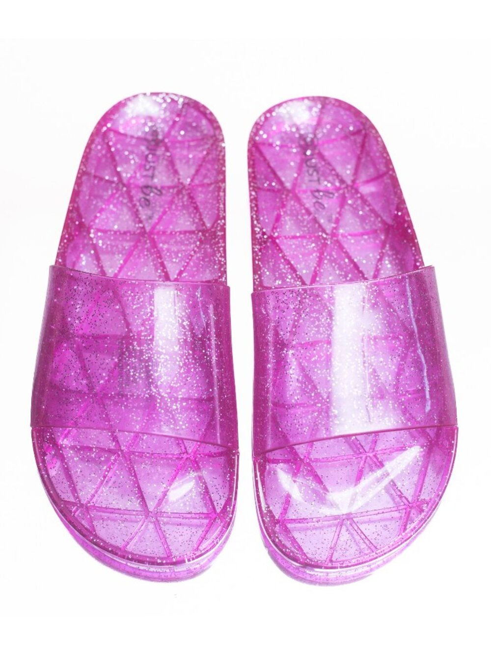Vintage 90s Style Jelly Slides Sandals Pink Sparkly Whimsical Fairy Womens 9 Y2K